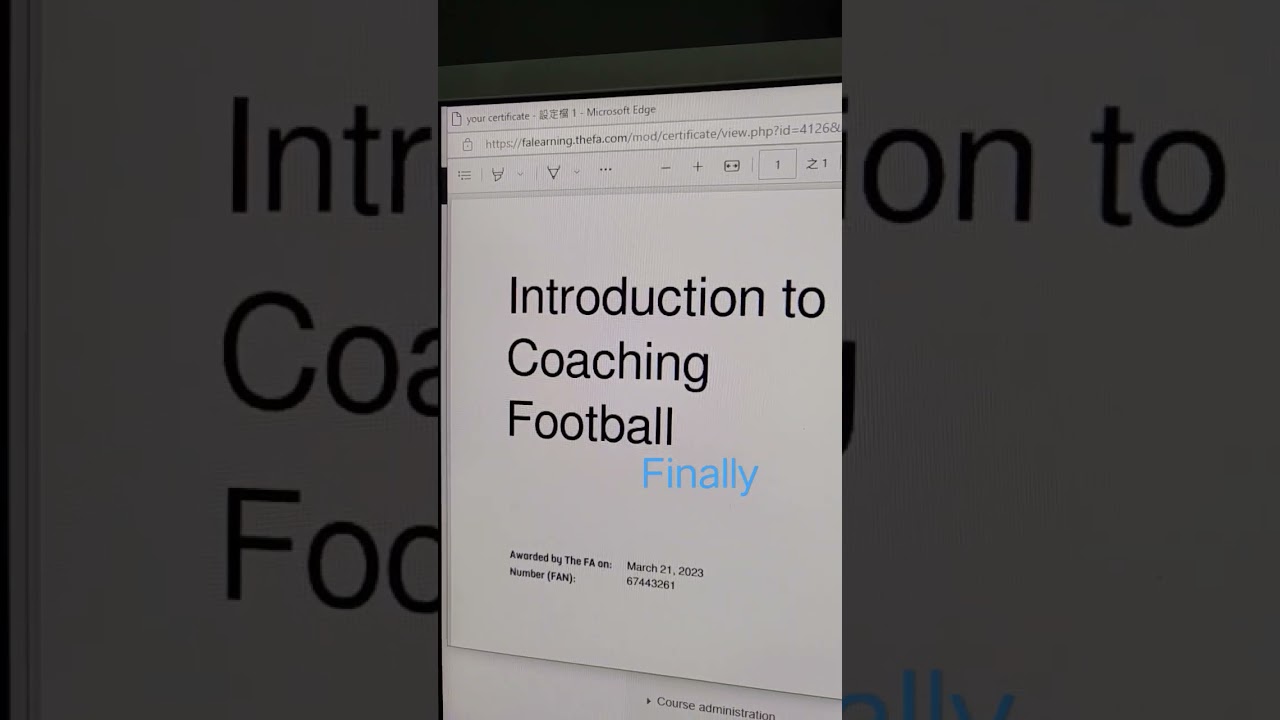 Coaching certificate from the FA 
