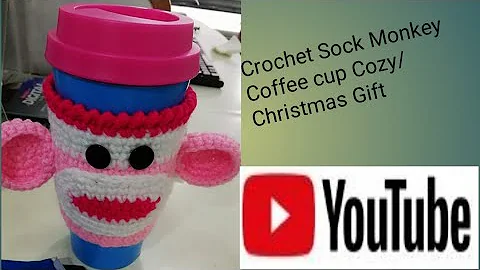 Quick and Easy Crochet Coffee Cup Cozy with a Cute Sock Monkey Twist