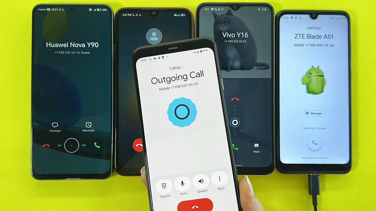 Incoming Call Huawei Y90 + Xiaomi Redmi N7, ZTE A51, Vivo Y16 | Outgoing Call Google Pixel 4XL
