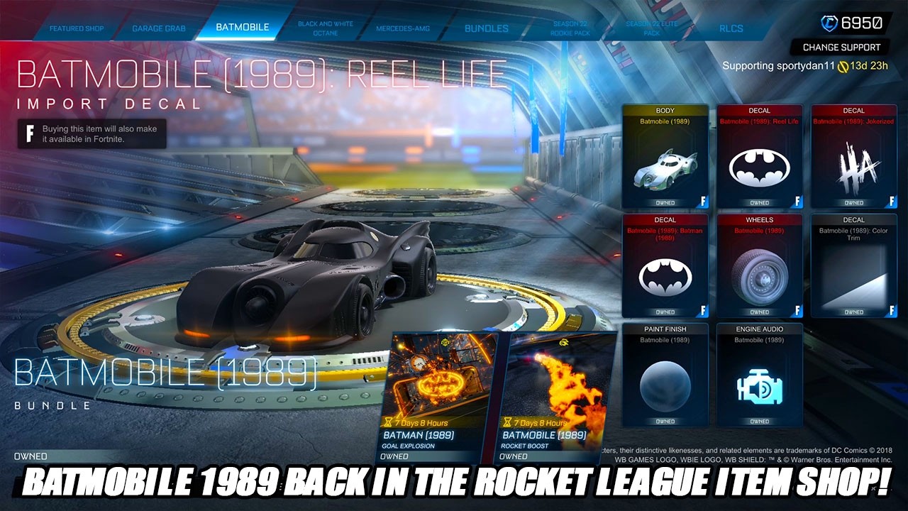 Batmobile 1989 Is BACK In The Rocket League Item Shop!1 - Rocket
