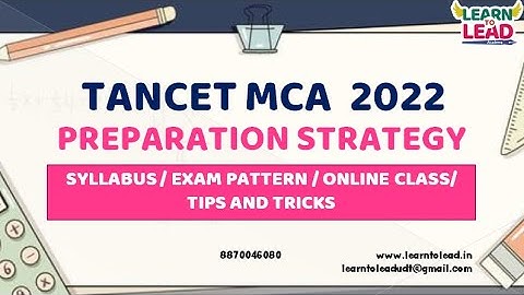 TANCET MCA 2022 | Preparation strategy | Syllabus | Exam pattern | தமிழ் | LEARN TO LEAD ACADEMY ||