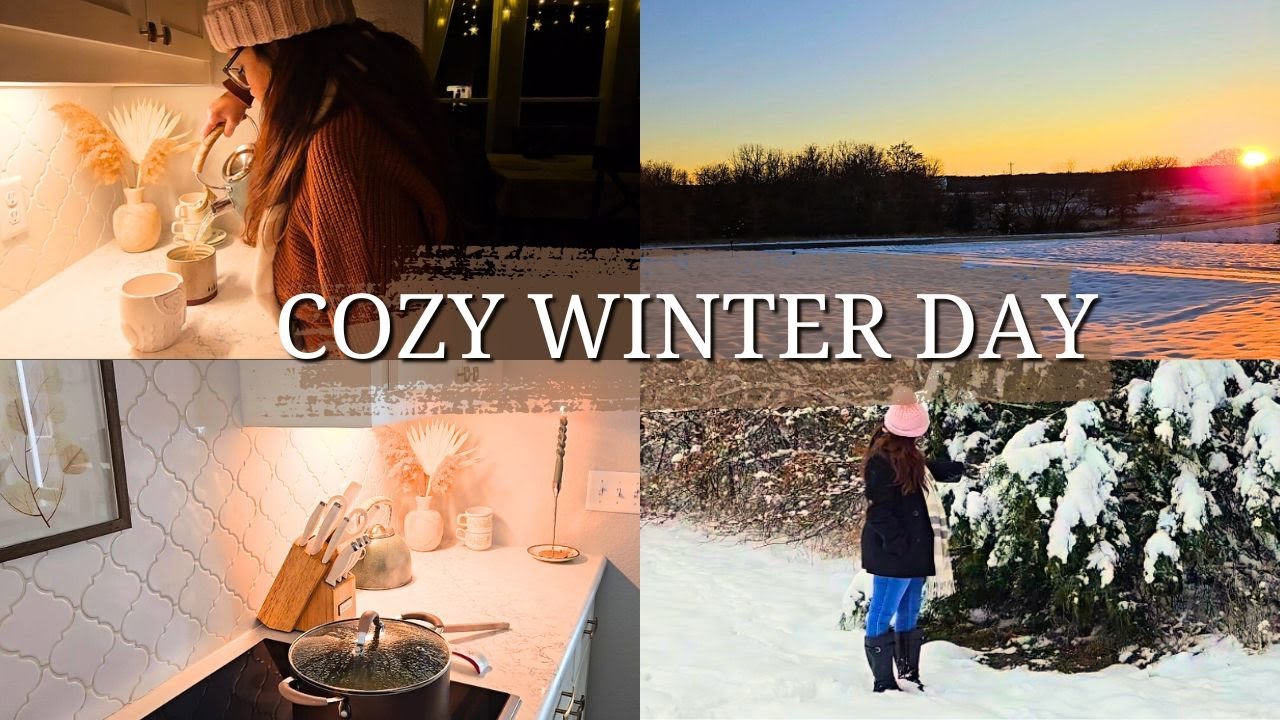 COZY WINTER DAY AT HOME: building a snowman, baking, warm fire & cozy moments 
