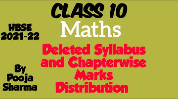 Class 10, Chapterwise Marks Distribution and Deleted Syllabus  of MATHS,  HBSE, 2021-22,