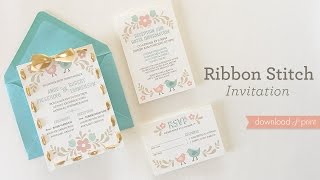 DIY Ribbon Stitch Wedding Invitation