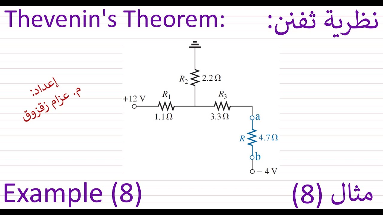 مثال (8) نظرية ثفنن - Example (8) Thevenin's Theorem - YouTube