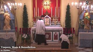 Vespers, Mass (7:30 PM) & Benediction: 6:30 PM EASTERN TIME (ET)