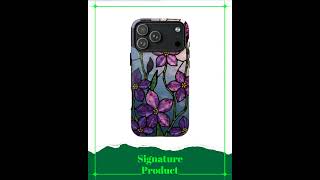 Stained Glass Purple Flowers iPhone Tough Case: Floral Phone Cover