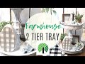 DOLLAR TREE DIY | FARMHOUSE 2 TIERED TRAY | THRIFT TO TREASURE DIYS | SPRING DIYS 2020