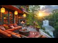 Gentle spring atmosphere with cozy porch ambience  relaxing jazz instrumental music for study work