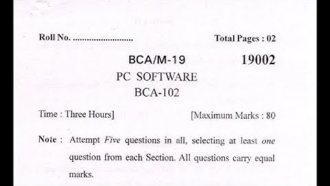 #bca 1st year previous year question paper #pc #software for #gju