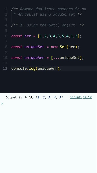 Remove duplicate numbers in an Array List - Using Set() Object ...