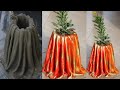 Self watering cement pot made with cloth and plastic bottle/Cement craft ideas/DIY