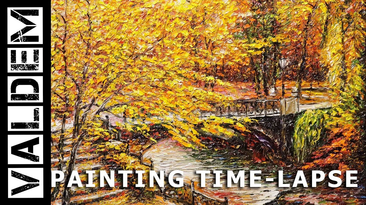 Palette Knife Oil Painting | Bridge In Autumn Park