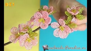Ветка цветущего абрикоса из бисера  Мастер класс