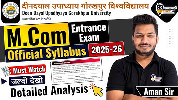 Gorakhpur University Entrance Exam 2025 M.Com Official Syllabus | DDU m.com detail syllabus |