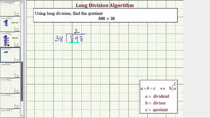 Ex: Long Division - 3 Digit Divided by 2 Digit (With Remainder)