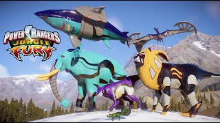Power Rangers Jungle Fury Animal Spirit Zords Battle: Wolf, Lion, Shark, Bat and Elephant