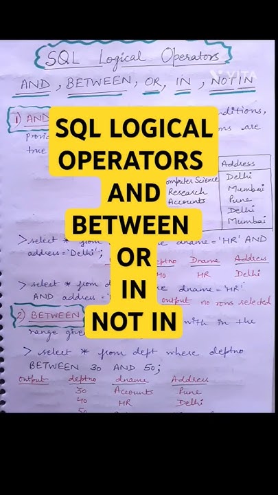 SQL LOGICAL OPERATORS #oracledatabase #oraclesql #sqlplus #sqloperators ...