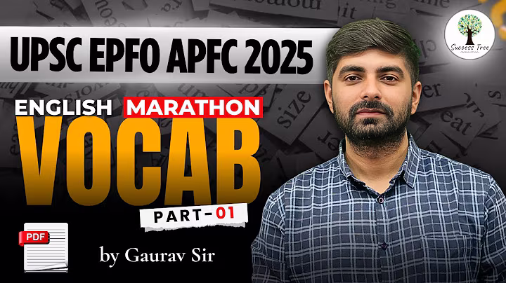 UPSC EPFO APFC 2025| English| Marathon Vocabulary Part-1| Success Tree | EPFO APFC Preparation #apfc