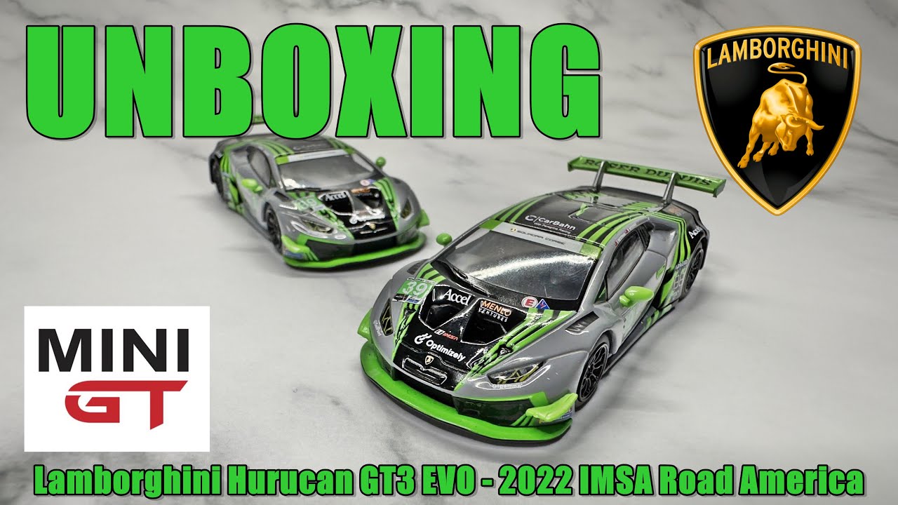 Mini GT Unboxing! Lamborghini Huracán GT3 EVO #39 2022 IMSA Road
