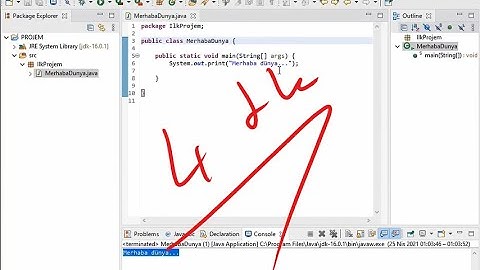 "Merhaba dünya" Java SE 16 ve Eclipse IDE 2021‑03 kurulumu ile