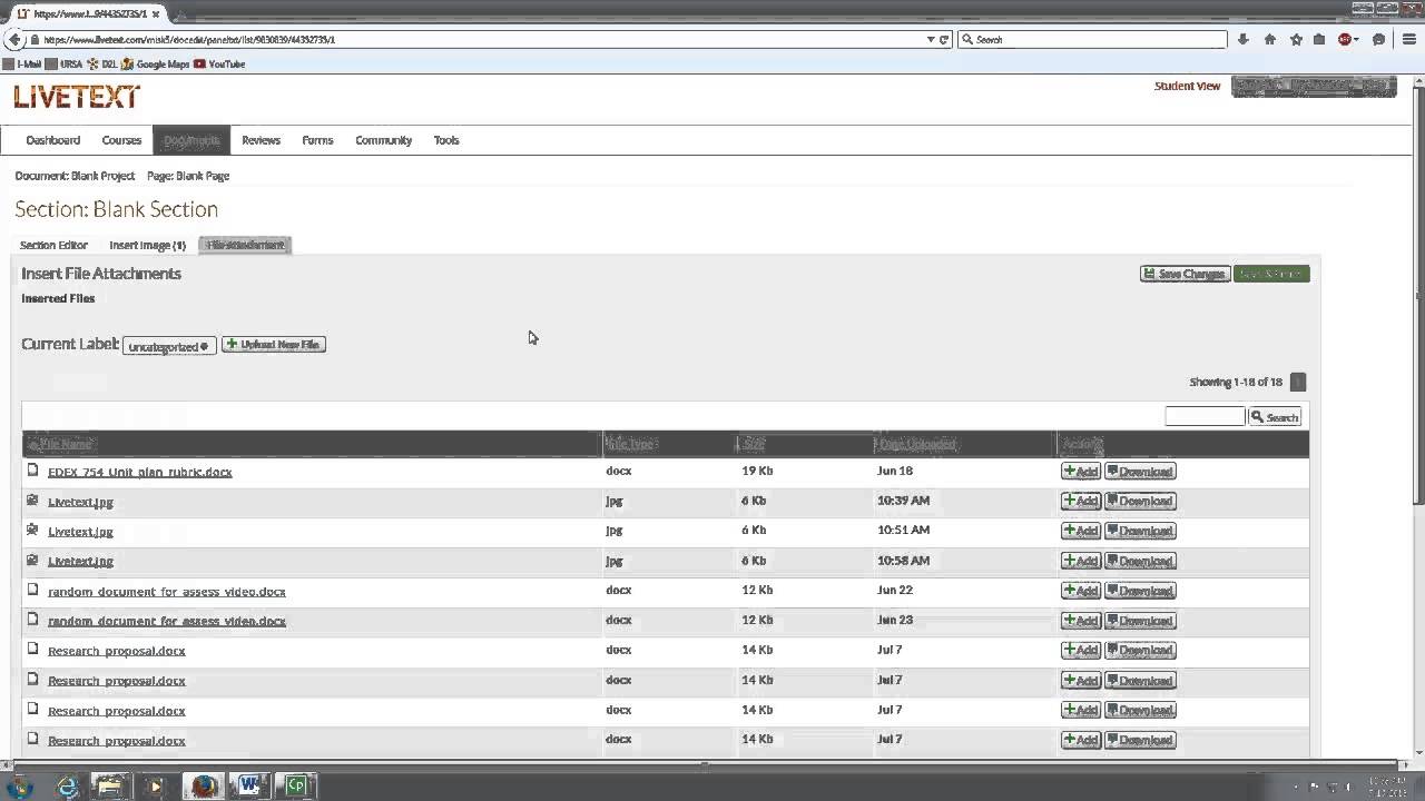 Creating a Document in LiveText