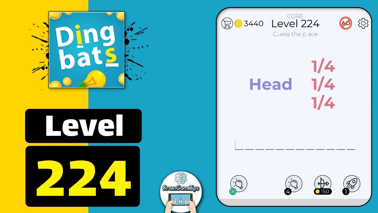 Dingbats - Word Games & Trivia - Level 224 Head 1/4 Answer
