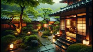 Serene Japanese Courtyard 🌧️ Gentle Rain Sounds