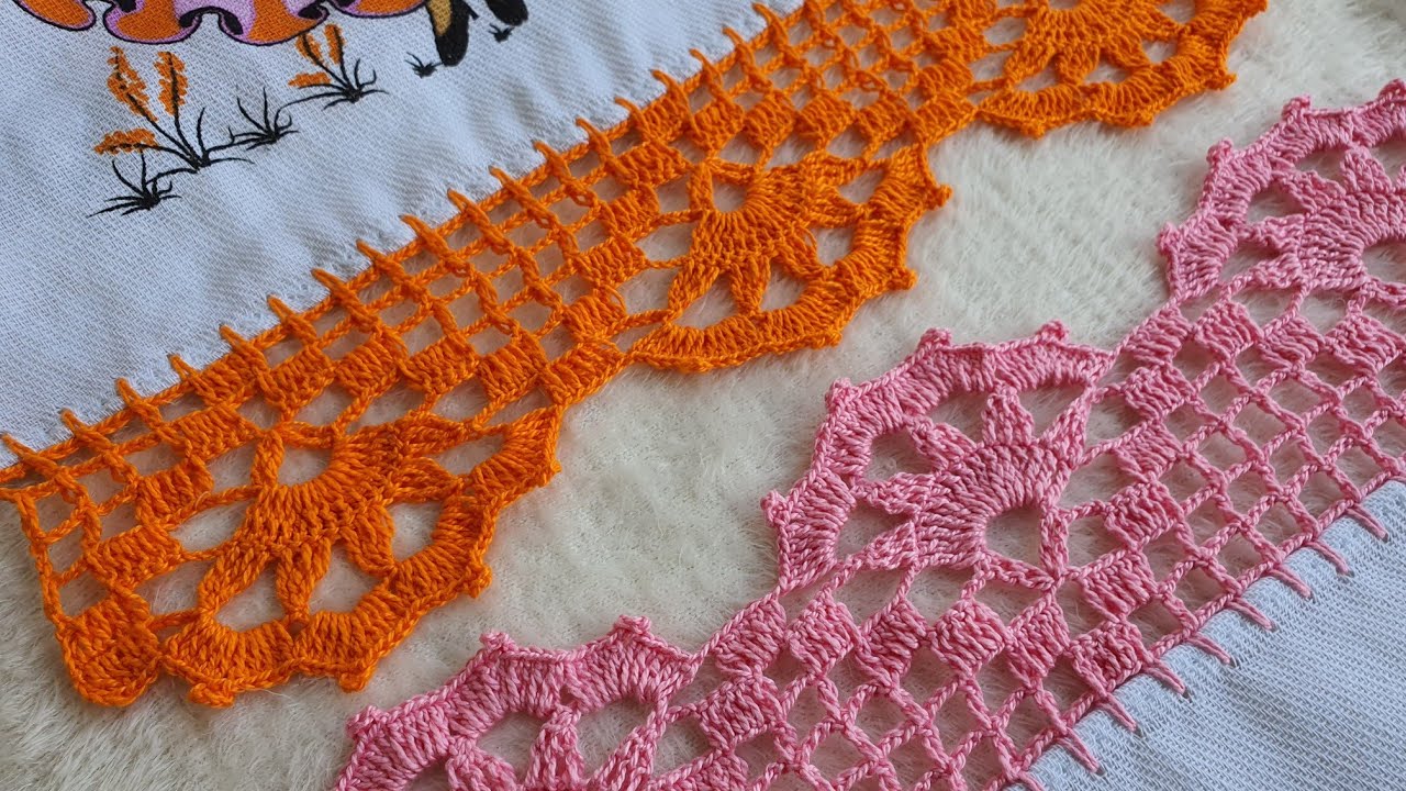 bico de crochê no pano de prato @DamianaSilva barradinho #271