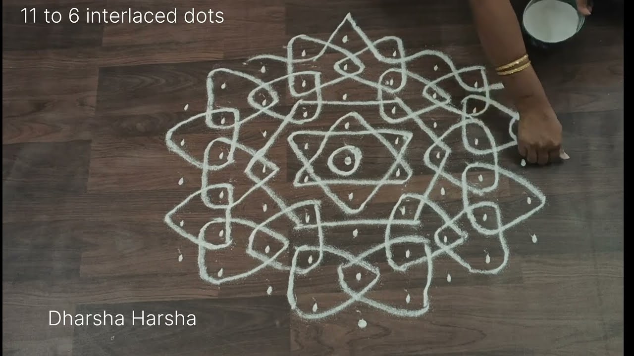 Easy 9 to 5 interlaced dots sikku kolam #sikkukolam