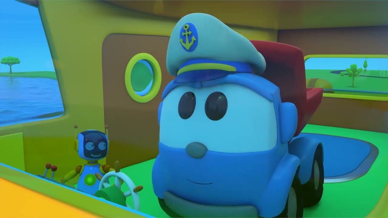 Kuormuri Leo ja vesikulkuneuvot: autolautta, majakka ja vene