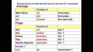 A1 Grammatik             تعليم اللغة الألمانية مع عيدو درويش  قيراني الدرس الثالث قواعد