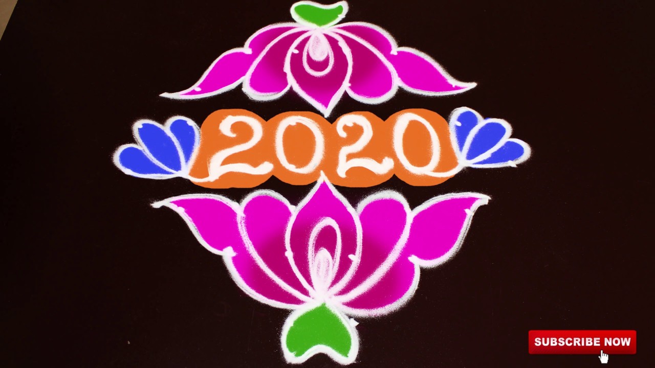 new year rangoli design for 2020 8 dots lotus kolam design flower