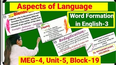 Word formation in English -3, reduplication,blends,clipping,Acronyms ,, definition and types..meg-4,