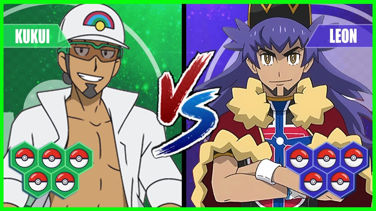 Pokemon Battle Pedia: Professor Kukui Vs Leon - YouTube