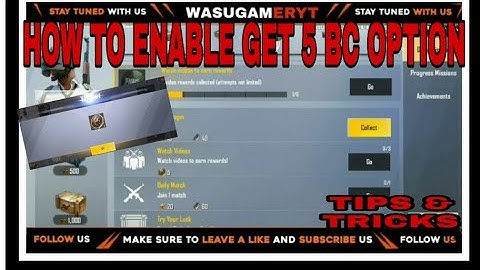#pubglite HOW TO ENABLE WATCH VIDEO OPTION IN PUBG MOBILE LITE | NOT COLLECT DAILY 5BC PROBLEM SOLVE