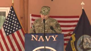 Resolute Support Navy Birthday Ceremony
Navy Birthday ceremony held at Camp Resolute Support in Kabul, Afghanistan on October 13, 2015. Guest of Honor was NAVCENT FWD Commanding Officer Captain William Bullard who spoke on the Navys history and its reputation for being Ready Then, Ready Now and Ready Always.
http://www.dvidshub.net/video/428135/resolute-support-navy-birthday-ceremony Resolute Support Navy Birthday Ceremony