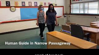 Human guide in a narrow passageway