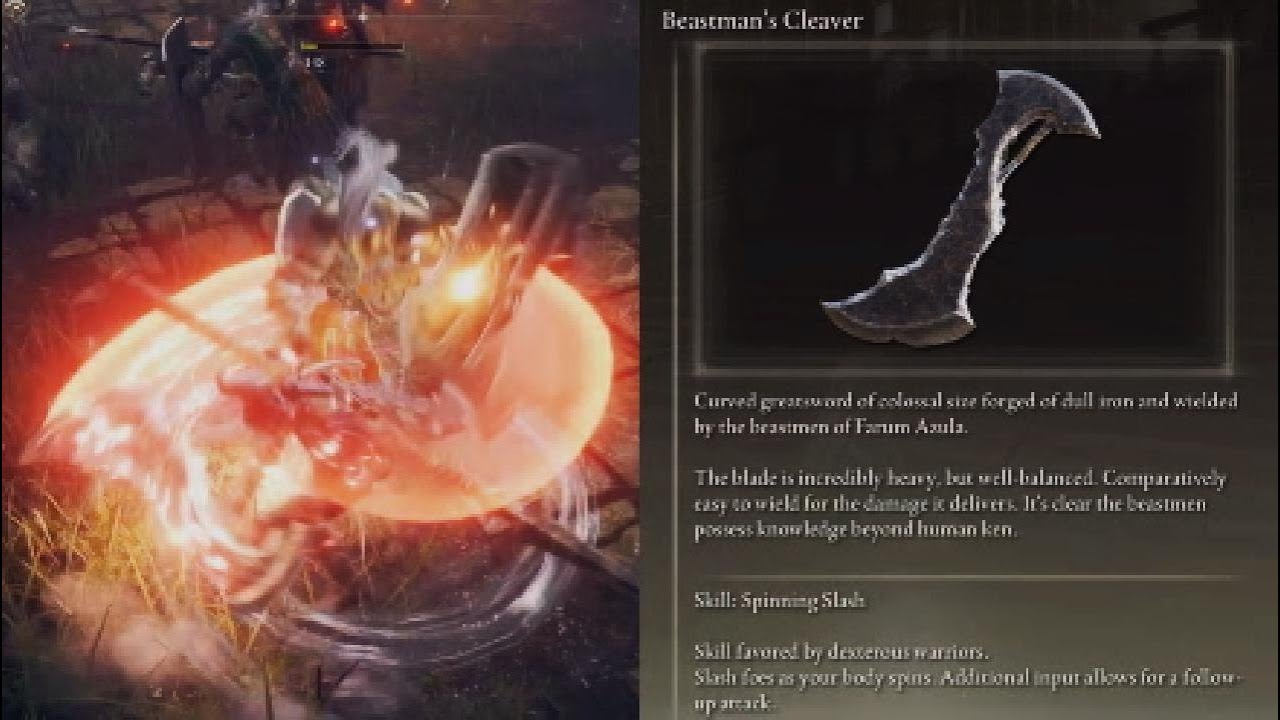 Elden Ring Beastman's Cleaver Drop Location and Move Set Demonstration