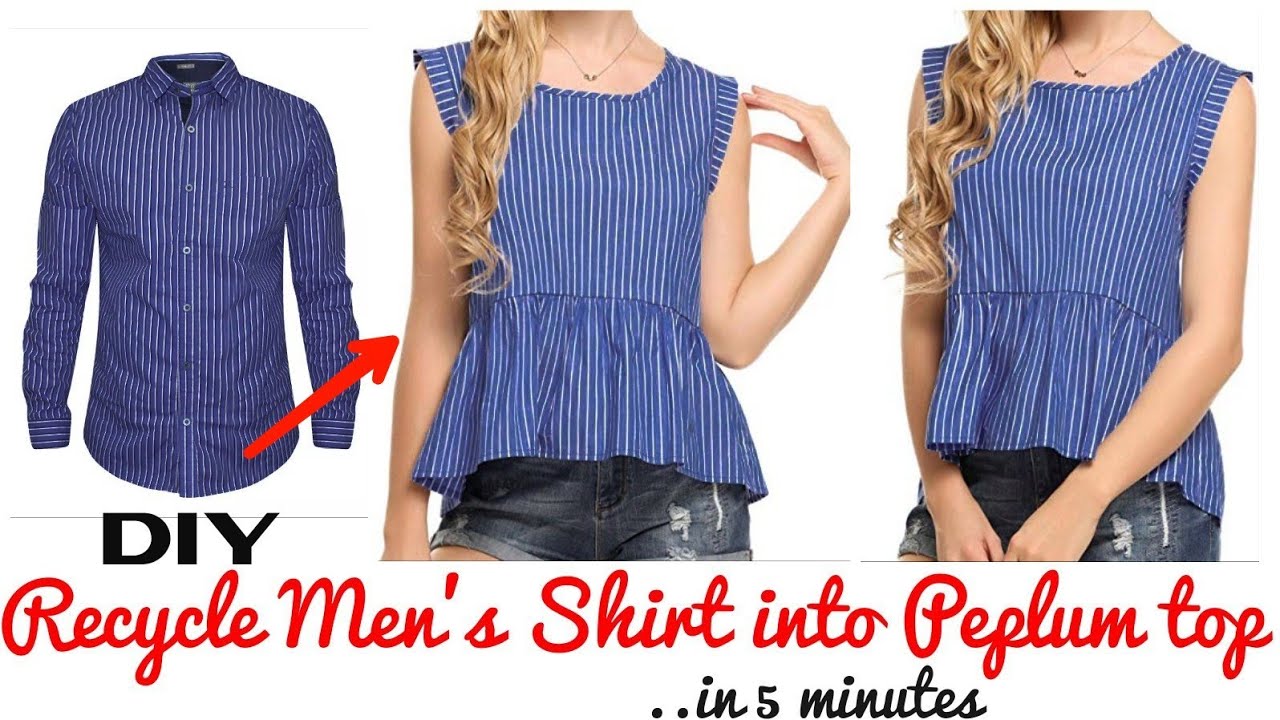 DIY Men's Shirt into Shirt Dress in 5 minutes|| Re-use of Old Men's Shirt||  - YouTube