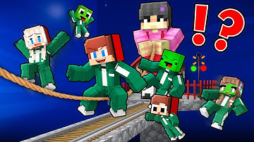 JJ and Mikey FAMILY in SQUID GAME 3! JUMP ROPE CHALLENGE - Maizen Minecraft Animation