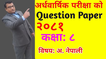 class 8 Nepali third term exam question paper 2081/half yearly Nepali question paper 2081.