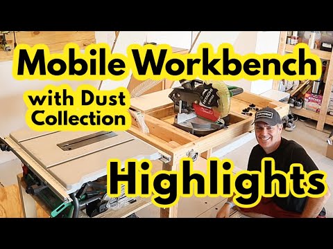 table saw and miter saw mobile workbench with dust collection