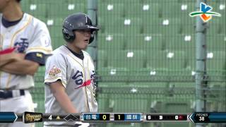 20140706 爆米花緯來挑戰賽 台電VS國訓 4上 國訓游擊手蔡尚穎nice play! 沒收掉余宗翰的安打