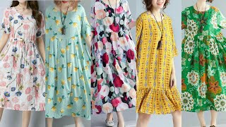 Gorgeous Vintage Style Casual Wear Cotton Fabric Sheath Dress Or Shift Dress For Ladies