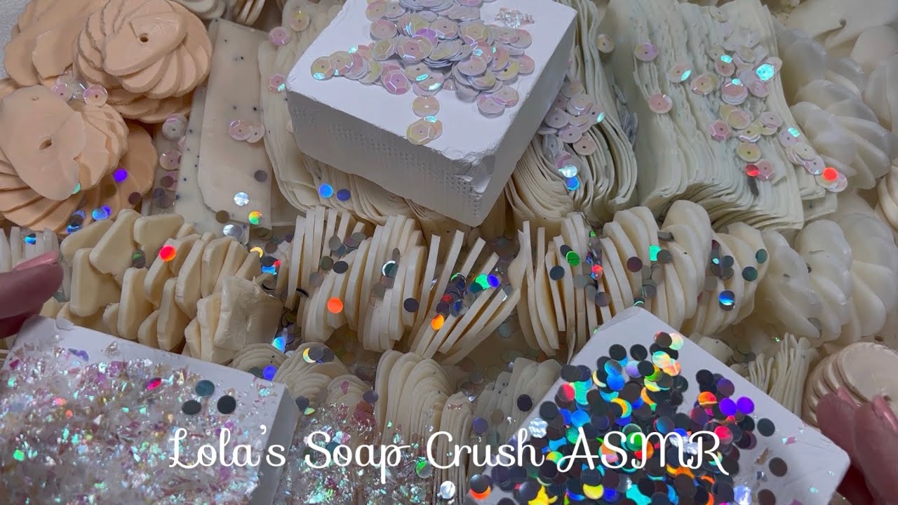 ASMR soap crushing with gym chalk! 🤍🕊🤍Part 2, white spirals, white soap chips and gym chalk! 🤍