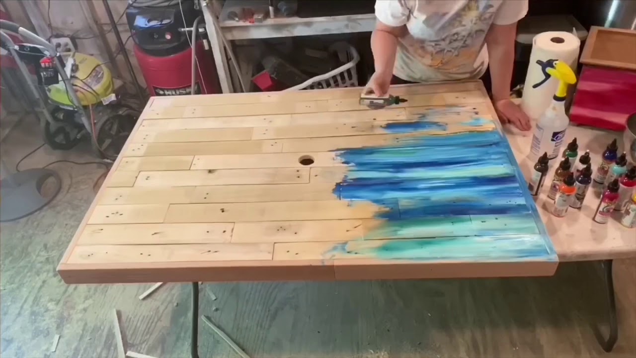 Unicorn spit diy pallet table with a beachy vibe 