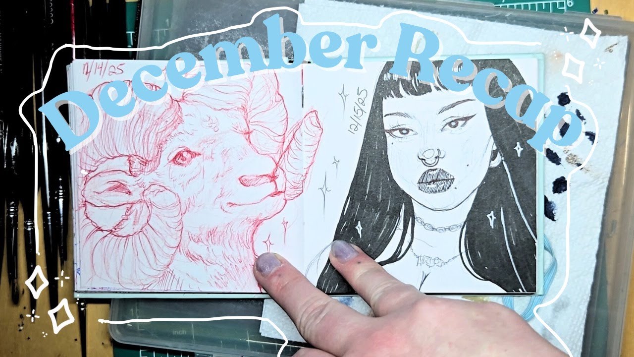 Draw Recap Did I Complete My Drawing Challenge? - December Sketchbook Recap - YouTube