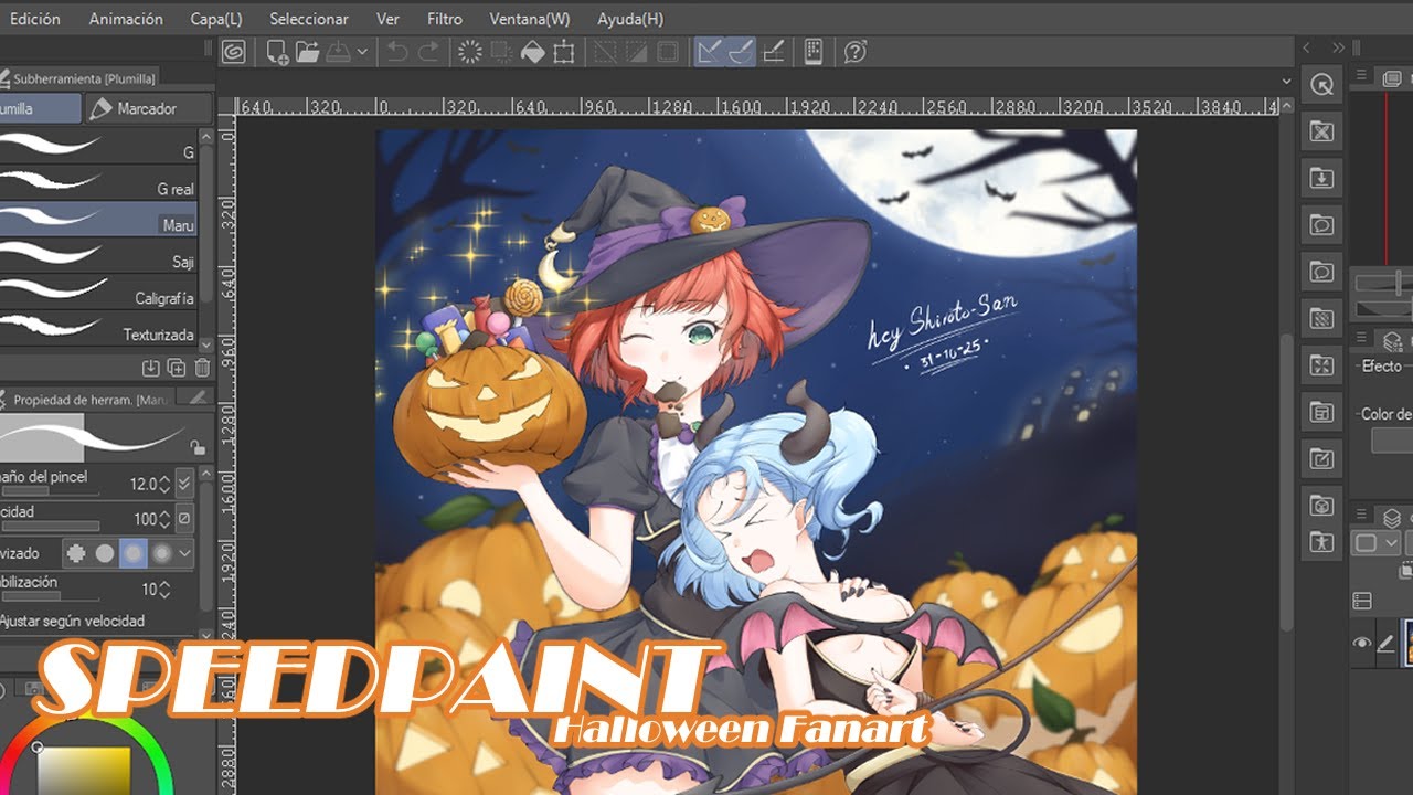Speedpaint: Halloween Fanart - DDChan & Mera - Clip Studio Paint - YouTube