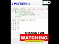 Python pattern 4 #shorts#python#code#pattern @Syntaxsolver-u5m#viral#viralvideo #youtubeshorts